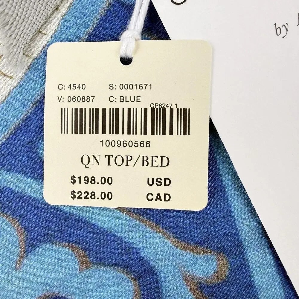 Anthropologie Mind The Gap Duvet Cover QUEEN Blue Cotton Floral Horses New